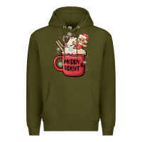 Army Green merry and bright Premium Hoodie - MaliasSmallBusiness