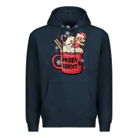 Navy merry and bright Premium Hoodie - MaliasSmallBusiness