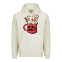 Oatmeal Heather merry and bright Premium Hoodie - MaliasSmallBusiness