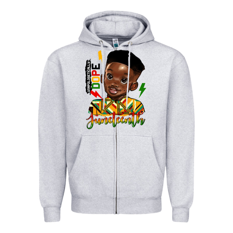 Juneteenth Black Boy Zipper Hoodie by HRA Design Shop | Teevron