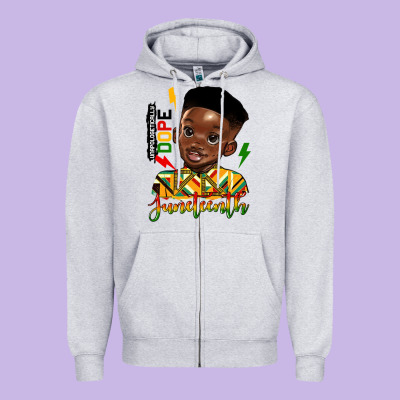 Juneteenth Black Boy Zipper Hoodie Designed By Hra Design Shop
