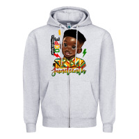 Heather Grey juneteenth black boy Zipper Hoodie - HRA Design Shop