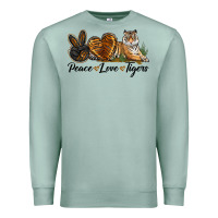 Seafoam Peace Love Tigers Premium Sweatshirt - LillyAllenDesigns