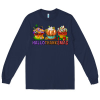 Navy hallothanksmas cupcakes Long Sleeve Tee - texasbilliewilder