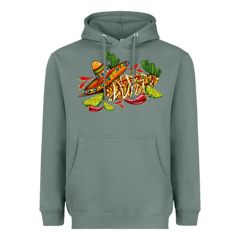 Mexican Elote Corn Sombrero Lime And  Cactus Heavyweight Hoodie by AdoDesignShop | Teevron