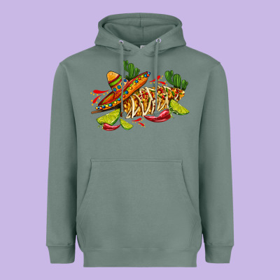 Mexican Elote Corn Sombrero Lime And  Cactus Heavyweight Hoodie Designed By Adodesignshop