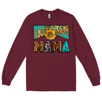 Burgundy mama sunflower junkie Long Sleeve Tee - Zillion Design Studio