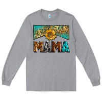 Heather Grey mama sunflower junkie Long Sleeve Tee - Zillion Design Studio