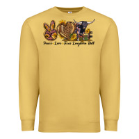 Antique Gold Peace Love Texas Longhorn Bull Premium Sweatshirt - LillyAllenDesigns