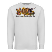 Dove Grey Peace Love Texas Longhorn Bull Premium Sweatshirt - LillyAllenDesigns