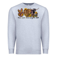 Heather Grey Peace Love Texas Longhorn Bull Premium Sweatshirt - LillyAllenDesigns
