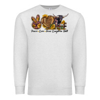 Oatmeal Heather Peace Love Texas Longhorn Bull Premium Sweatshirt - LillyAllenDesigns
