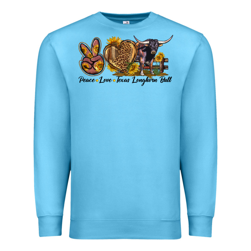 Peace Love Texas Longhorn Bull Premium Sweatshirt by LillyAllenDesigns | Teevron