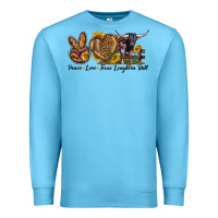 Ocean Blue Peace Love Texas Longhorn Bull Premium Sweatshirt - LillyAllenDesigns