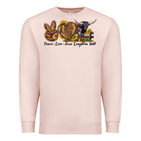 Pale Pink Peace Love Texas Longhorn Bull Premium Sweatshirt - LillyAllenDesigns