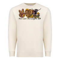 Sandshell Peace Love Texas Longhorn Bull Premium Sweatshirt - LillyAllenDesigns