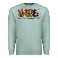 Seafoam Peace Love Texas Longhorn Bull Premium Sweatshirt - LillyAllenDesigns