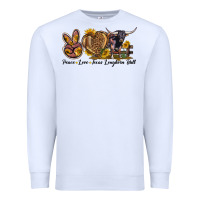 White Peace Love Texas Longhorn Bull Premium Sweatshirt - LillyAllenDesigns