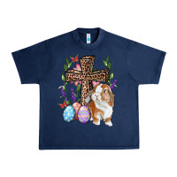 Navy Easter bunny and floral cross Urban Heavy Tee - RanaPortraitStore