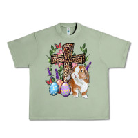 Oil Green Easter bunny and floral cross Urban Heavy Tee - RanaPortraitStore