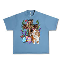 Pebble Blue Easter bunny and floral cross Urban Heavy Tee - RanaPortraitStore