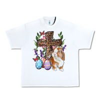 White Easter bunny and floral cross Urban Heavy Tee - RanaPortraitStore