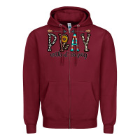 Burgundy pray whithout crasing Zipper Hoodie - CowhideDigitalArt