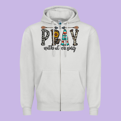 Pray Whithout Crasing Zipper Hoodie Designed By Cowhidedigitalart