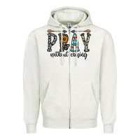 Oatmeal Heather pray whithout crasing Zipper Hoodie - CowhideDigitalArt