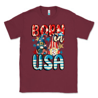 Burgundy Born in USA gnomes 4th of July Classic Tee - CowGirlArtShop