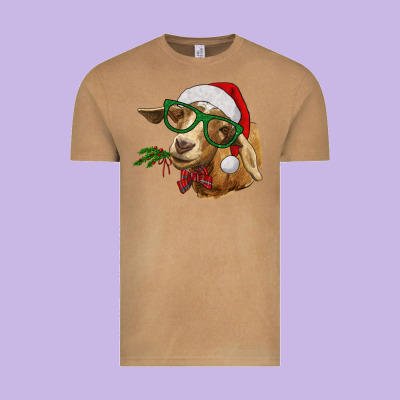 Vintage Tee Christmas Glasses Goat