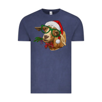 Vintage Denim Christmas Glasses Goat Vintage Tee - RanaPortraitStore
