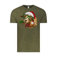 Vintage Olive Christmas Glasses Goat Vintage Tee - RanaPortraitStore