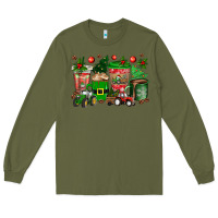 Army Green christmas tractor coffee cups Long Sleeve Tee - texasbilliewilder