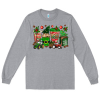 Heather Grey christmas tractor coffee cups Long Sleeve Tee - texasbilliewilder