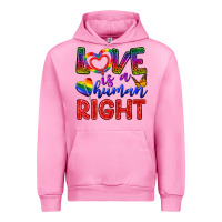 Fuchsia Pink Love İs a Human Right Urban Hoodie - BundleAndBundleShop