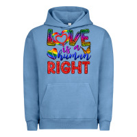 Pigment Pebble Blue Love İs a Human Right Urban Hoodie - BundleAndBundleShop