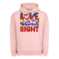 Pigment Salmon Love İs a Human Right Urban Hoodie - BundleAndBundleShop