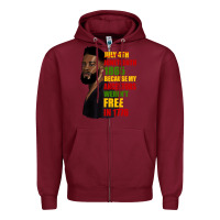 Burgundy juneteenth 1885 because my ancestors weren't free in 1776 black man Zipper Hoodie - HRA Design Shop