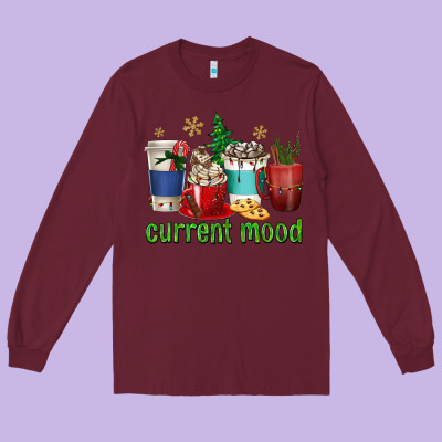 Coffee Cups Current Mood Long Sleeve Tee Designed By Texasbilliewilder