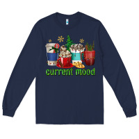Navy coffee cups current mood Long Sleeve Tee - texasbilliewilder