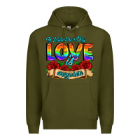 Army Green in valentines day love is everywhere Premium Hoodie - AdoDesignShop