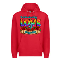 Red in valentines day love is everywhere Premium Hoodie - AdoDesignShop