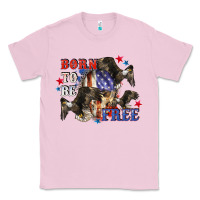 Bubblegum Pink Born to be free 4th of july Classic Tee - CowGirlArtShop