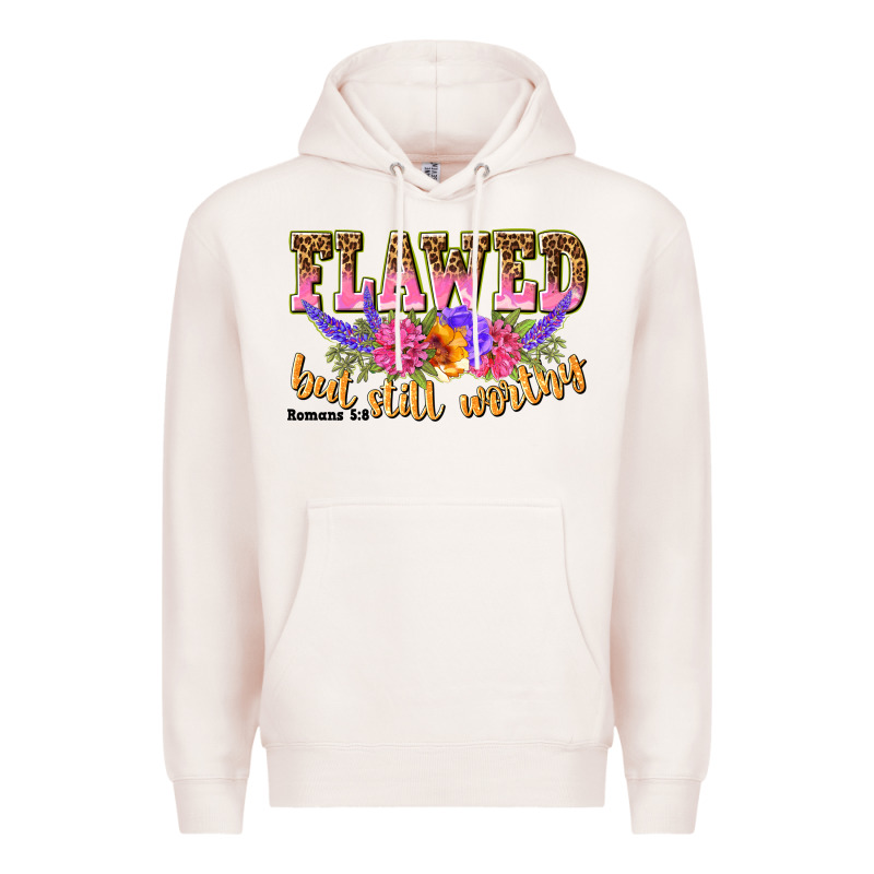 Flawed But Still Worthy Romans 5 8 Premium Hoodie by NancyCooperArtShop | Teevron