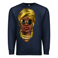 Navy african woman Premium Sweatshirt - NancyCooperArtShop