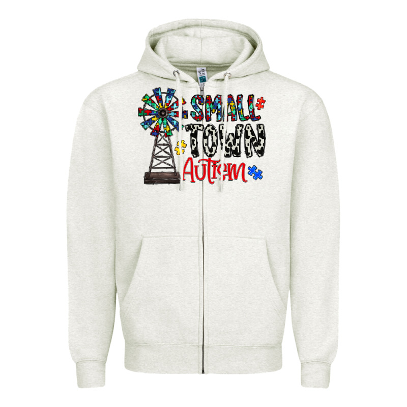 Small Town Autism Zipper Hoodie by CowhideDigitalArt | Teevron
