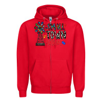 Red small town autism Zipper Hoodie - CowhideDigitalArt