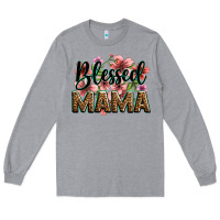Heather Grey flowers blessed mama Long Sleeve Tee - Zillion Design Studio
