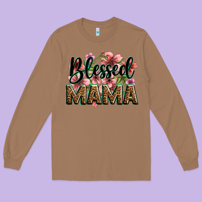 Flowers Blessed Mama Long Sleeve Tee Designed By Zillion Design Studio